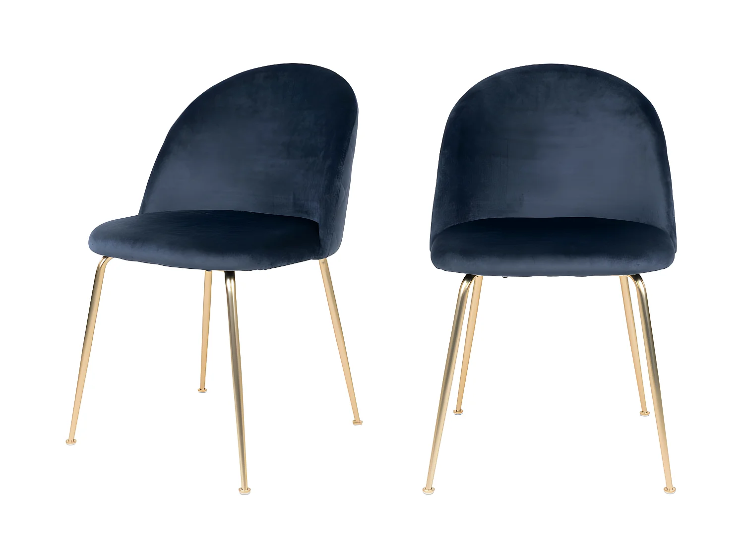 Geneve - Lot de 2 chaises en velours et pieds dorés - Bleu marine