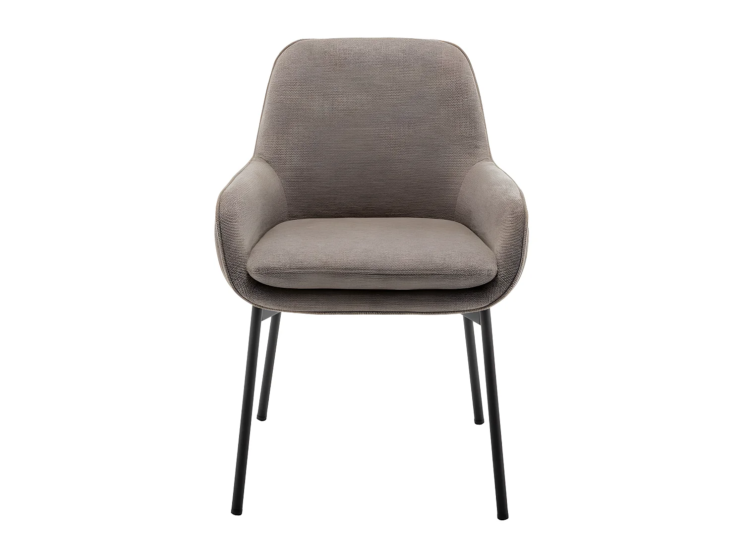 Haas - Lot de 2 fauteuils de table en tissu et métal - Taupe