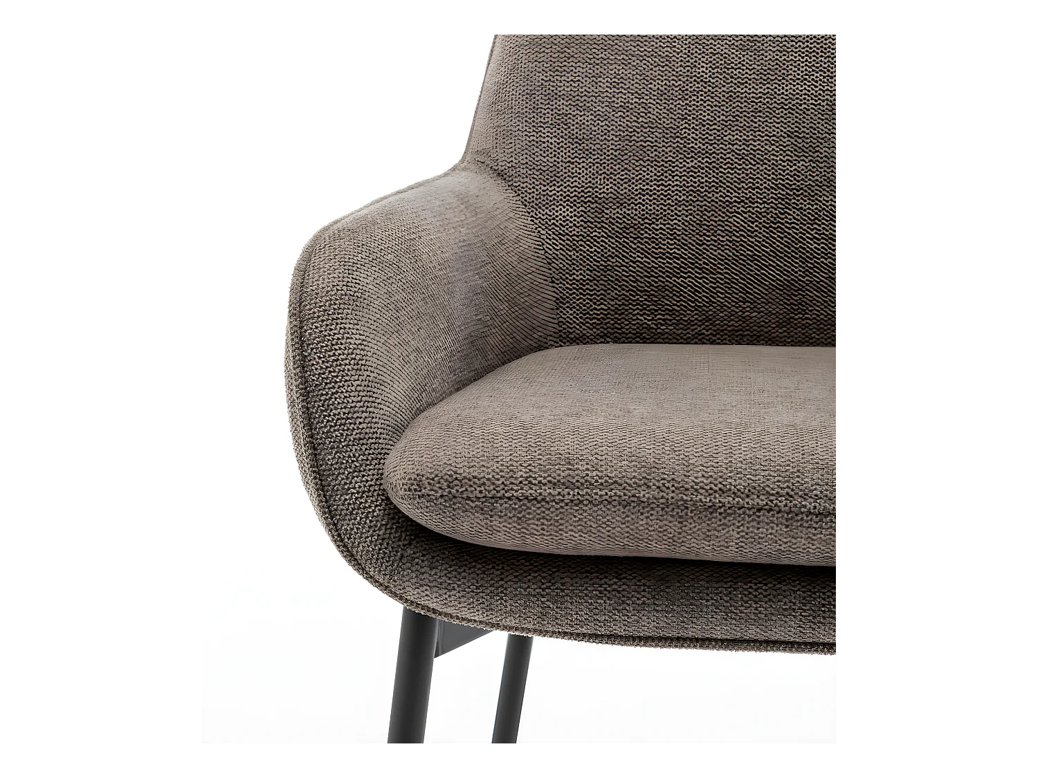 Haas - Lot de 2 fauteuils de table en tissu et métal - Taupe