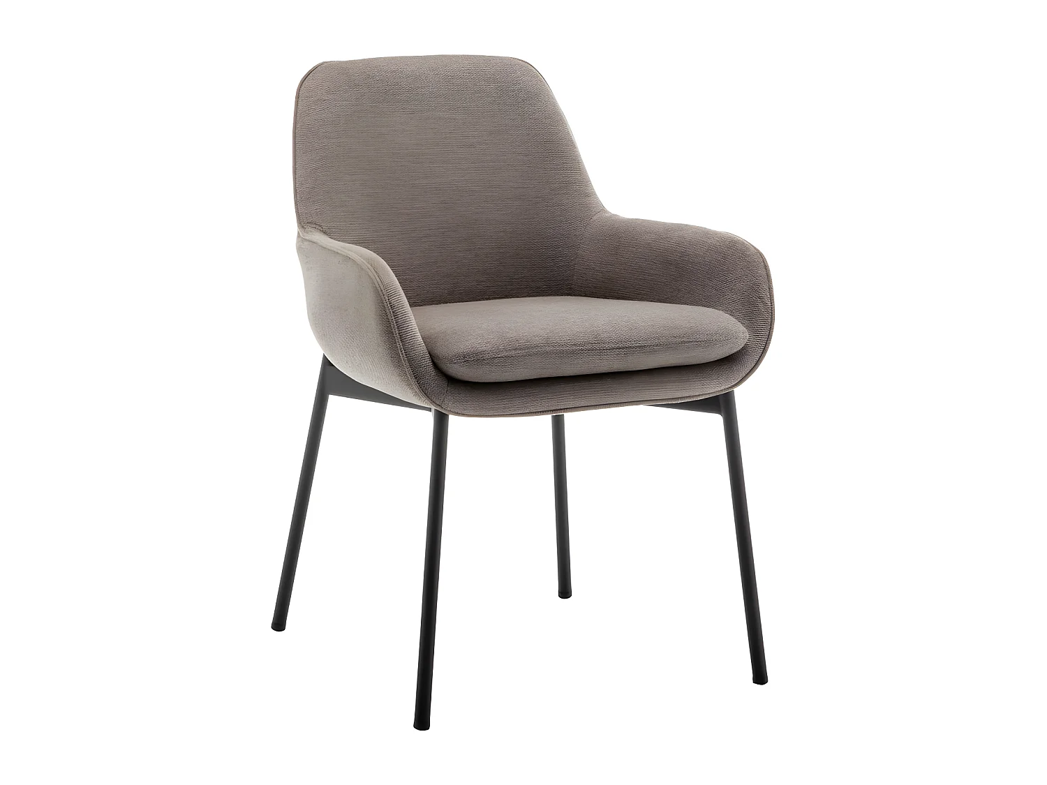 Haas - Lot de 2 fauteuils de table en tissu et métal - Taupe