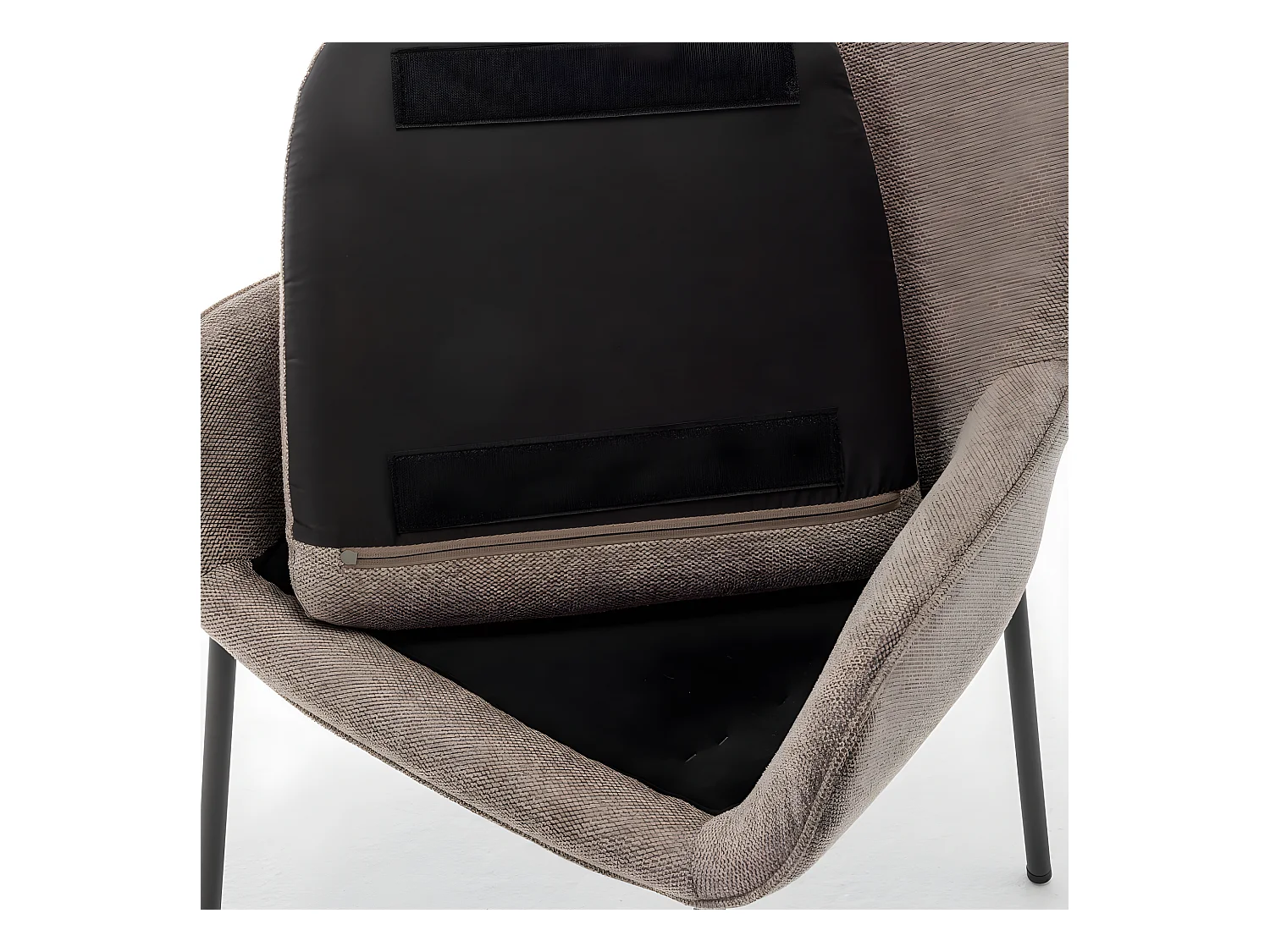 Haas - Lot de 2 fauteuils de table en tissu et métal - Taupe