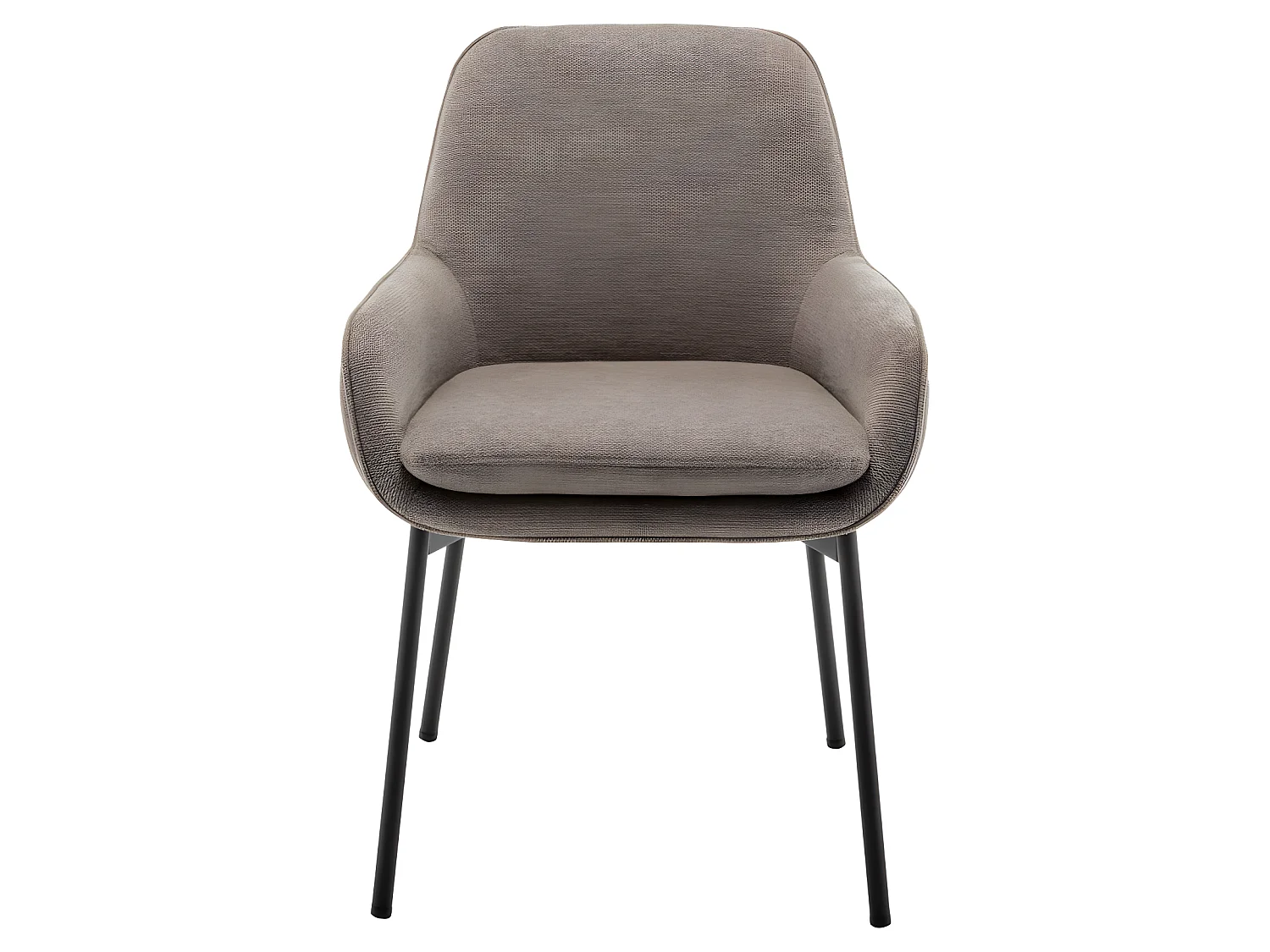 Haas - Lot de 2 fauteuils de table en tissu et métal - Taupe