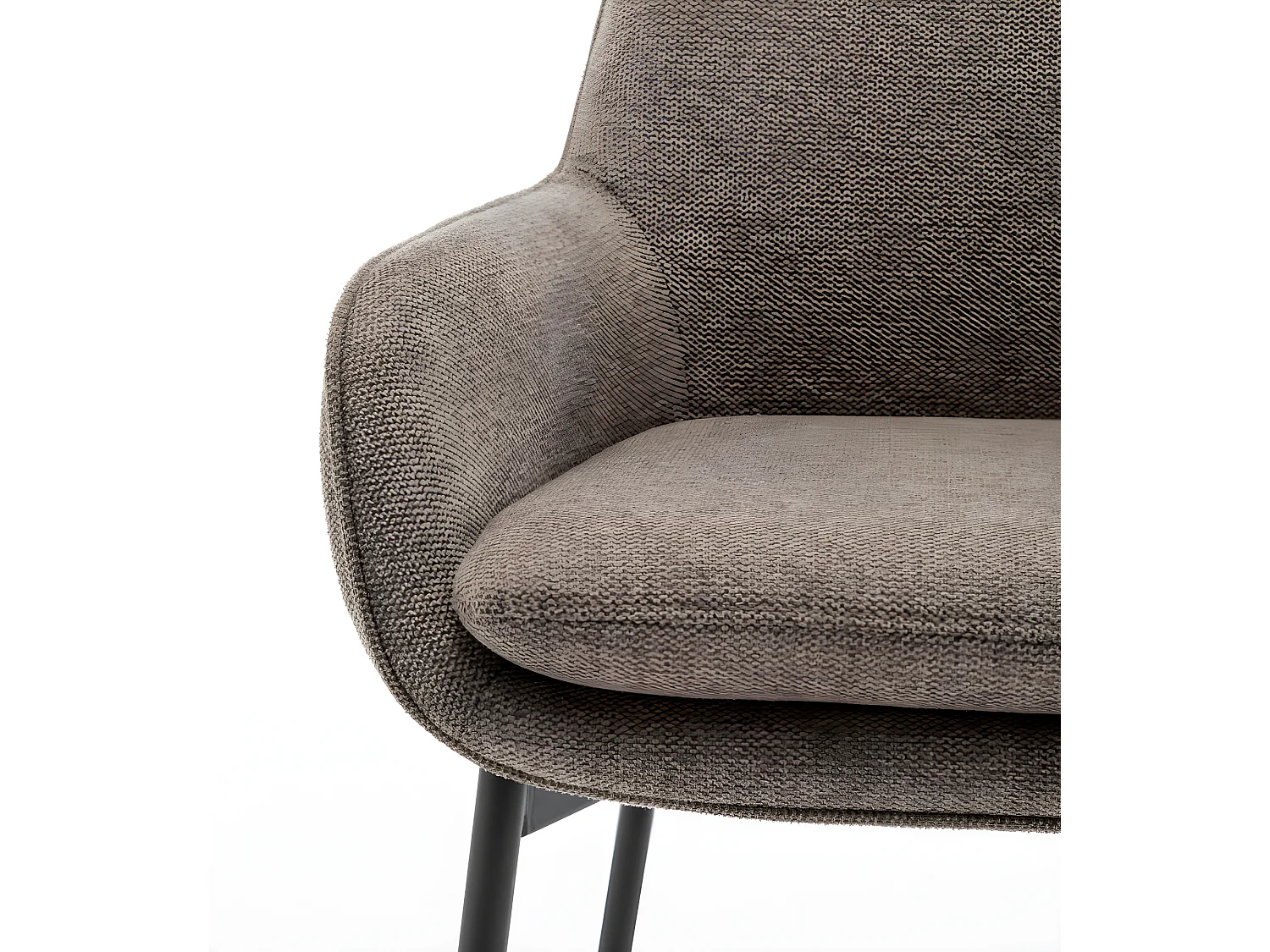 Haas - Lot de 2 fauteuils de table en tissu et métal - Taupe