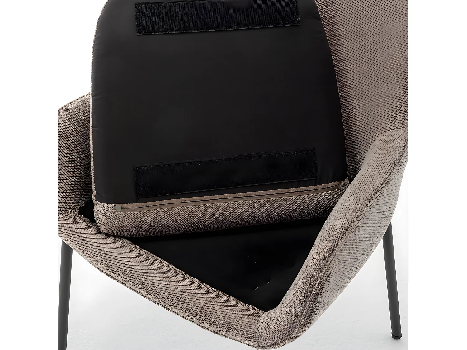 Haas - Lot de 2 fauteuils de table en tissu et métal - Taupe