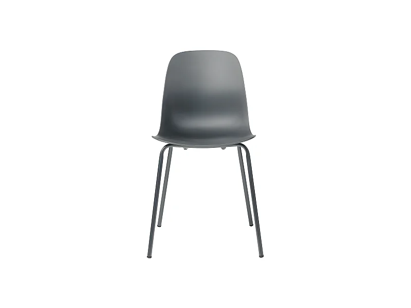 Hel - Lot de 4 chaises en plastique et métal - Gris