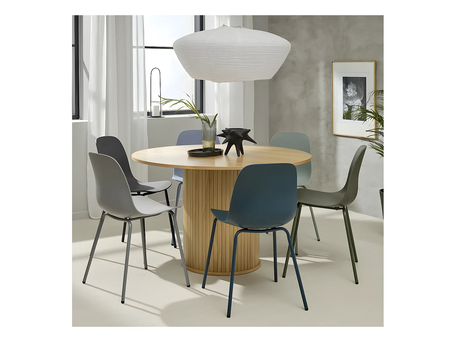 Hel - Lot de 4 chaises en plastique et métal - Gris