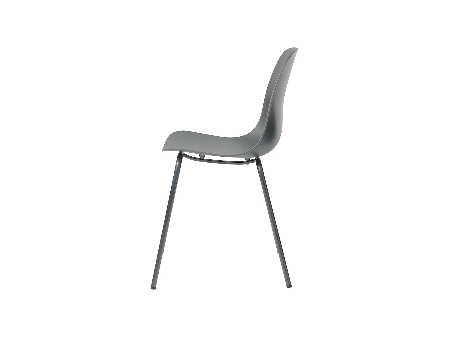 Hel - Lot de 4 chaises en plastique et métal - Gris