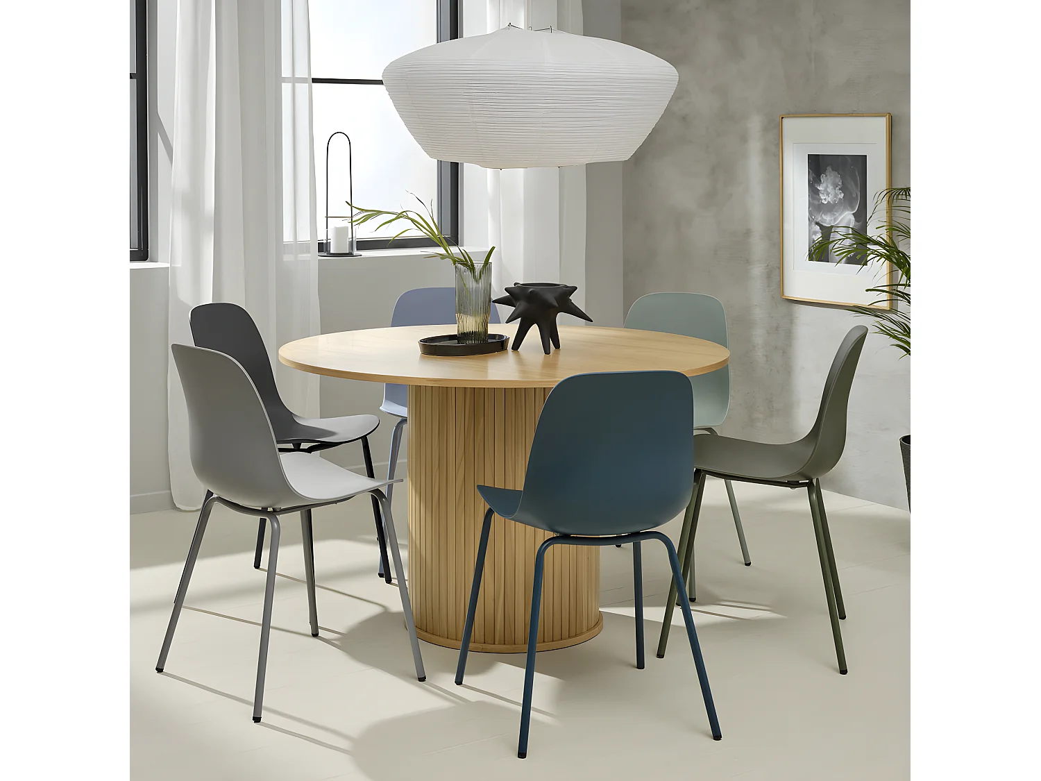 Hel - Lot de 4 chaises en plastique et métal - Gris