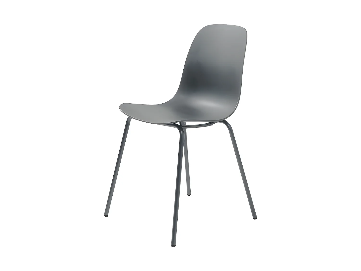 Hel - Lot de 4 chaises en plastique et métal - Gris