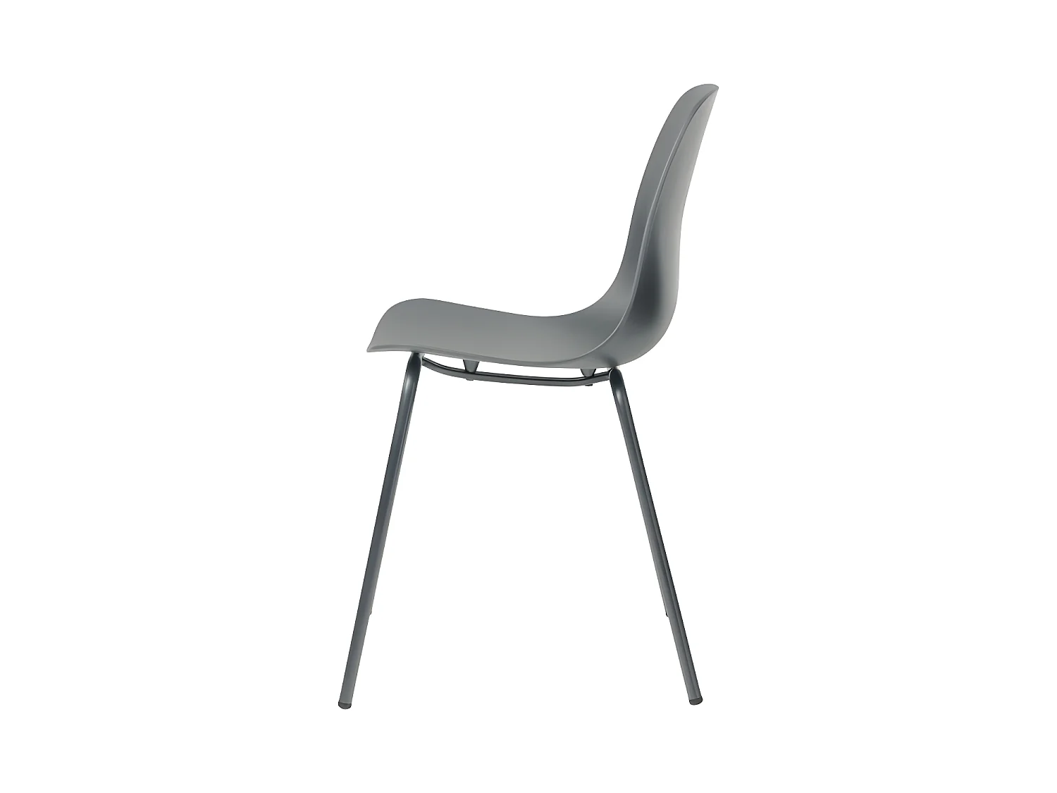 Hel - Lot de 4 chaises en plastique et métal - Gris