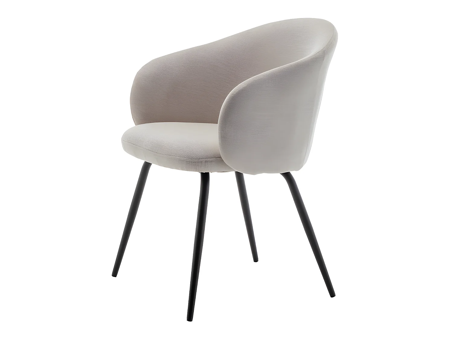 Calabra - Lot de 2 fauteuils de table en tissu et métal - Beige