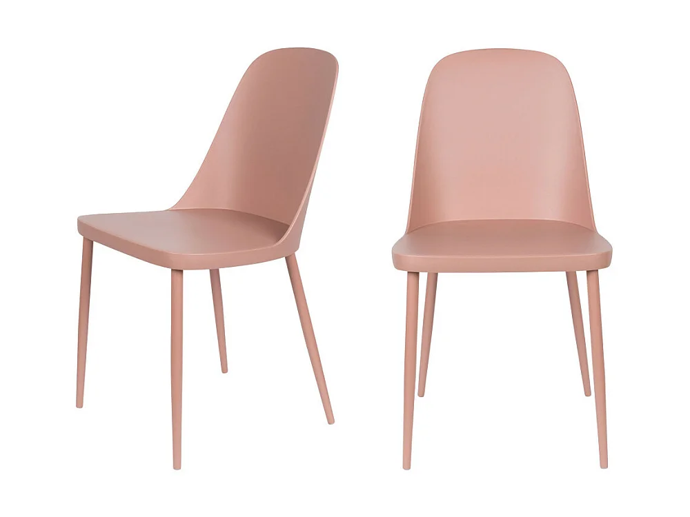 Pip - Lot de 2 chaises en résine et métal - Rose