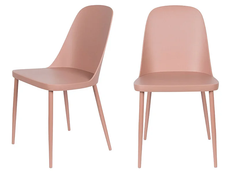 Pip - Lot de 2 chaises en résine et métal - Rose