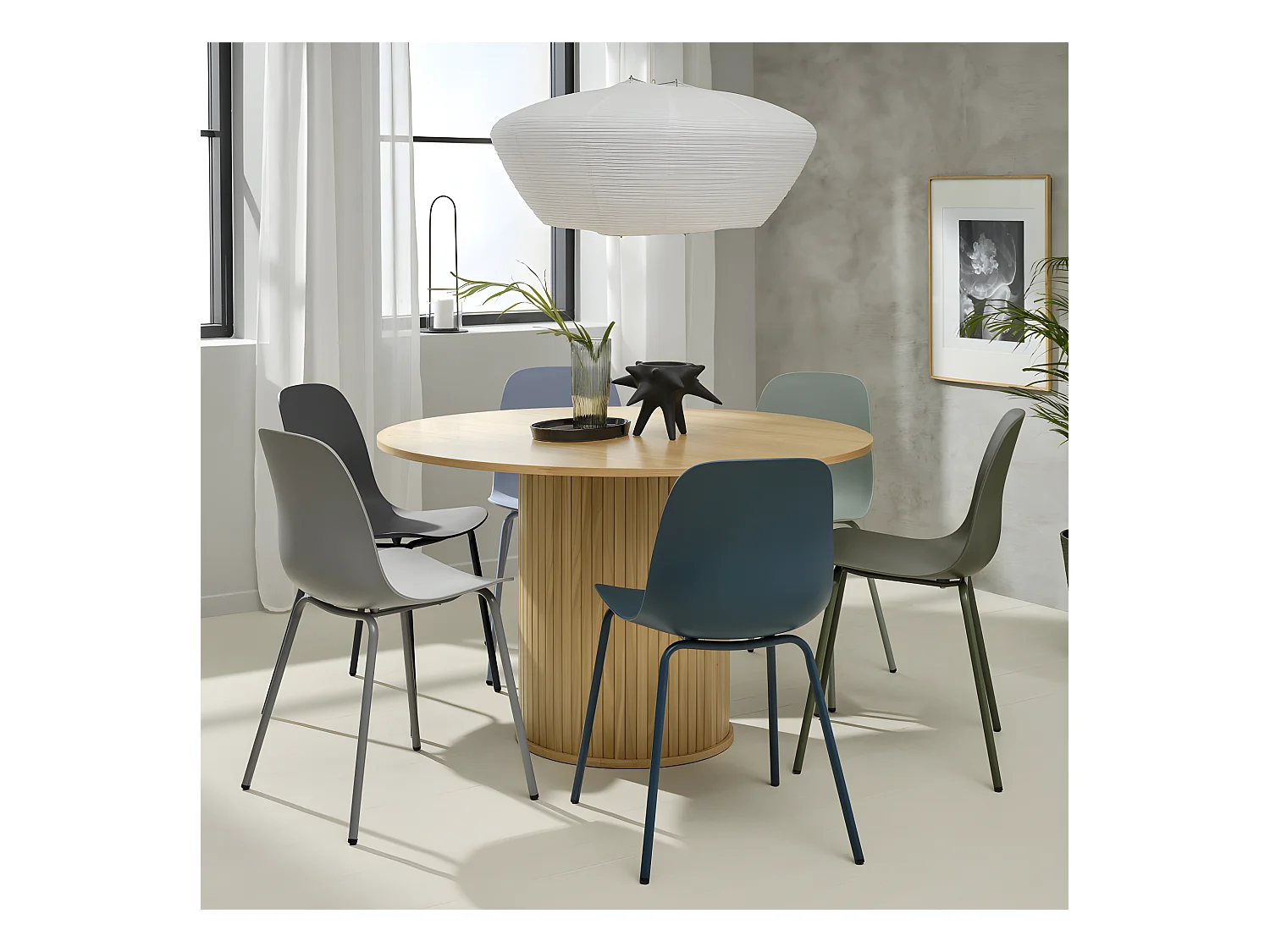 Hel - Lot de 4 chaises en plastique et métal - Noir