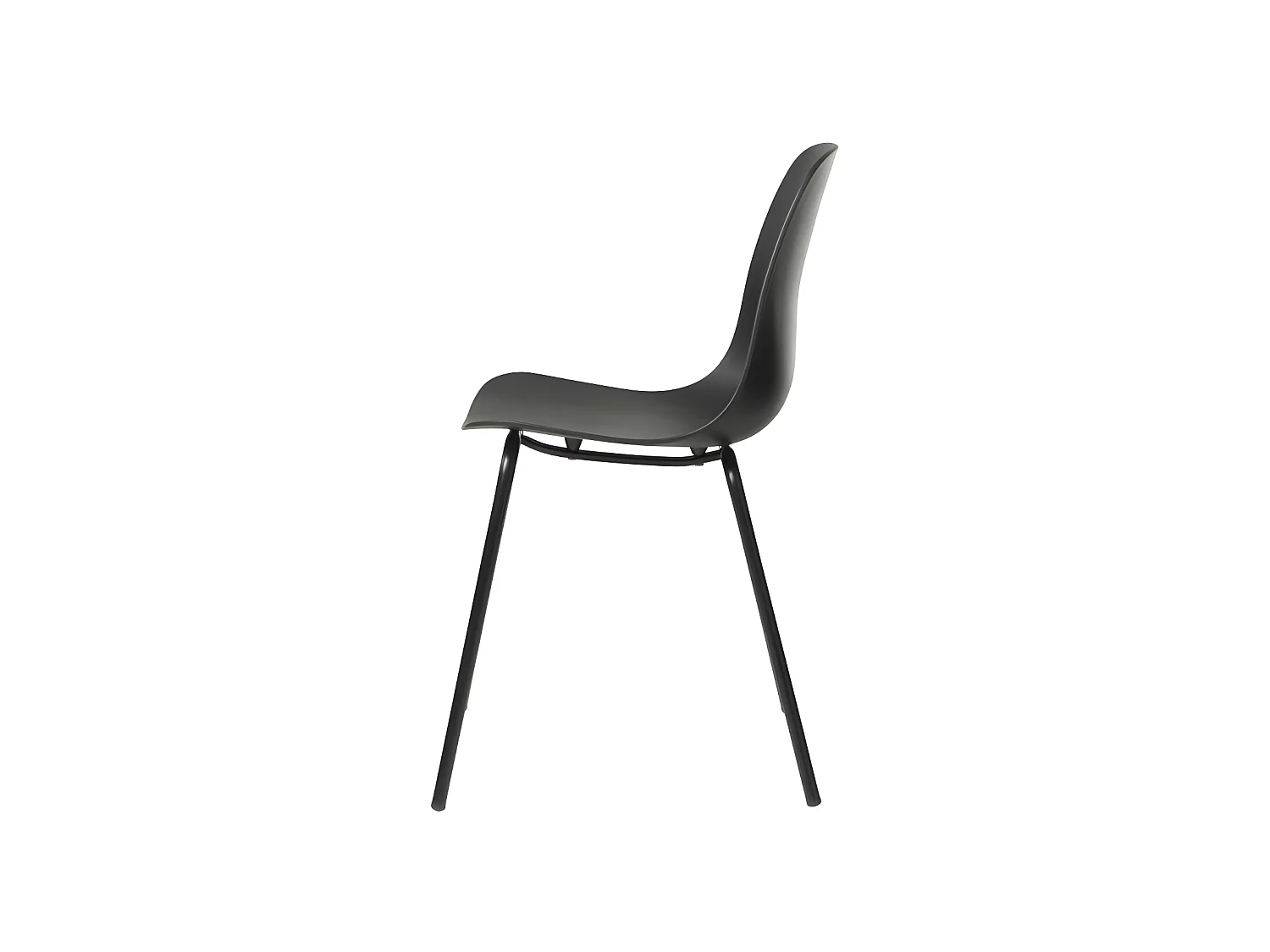 Hel - Lot de 4 chaises en plastique et métal - Noir