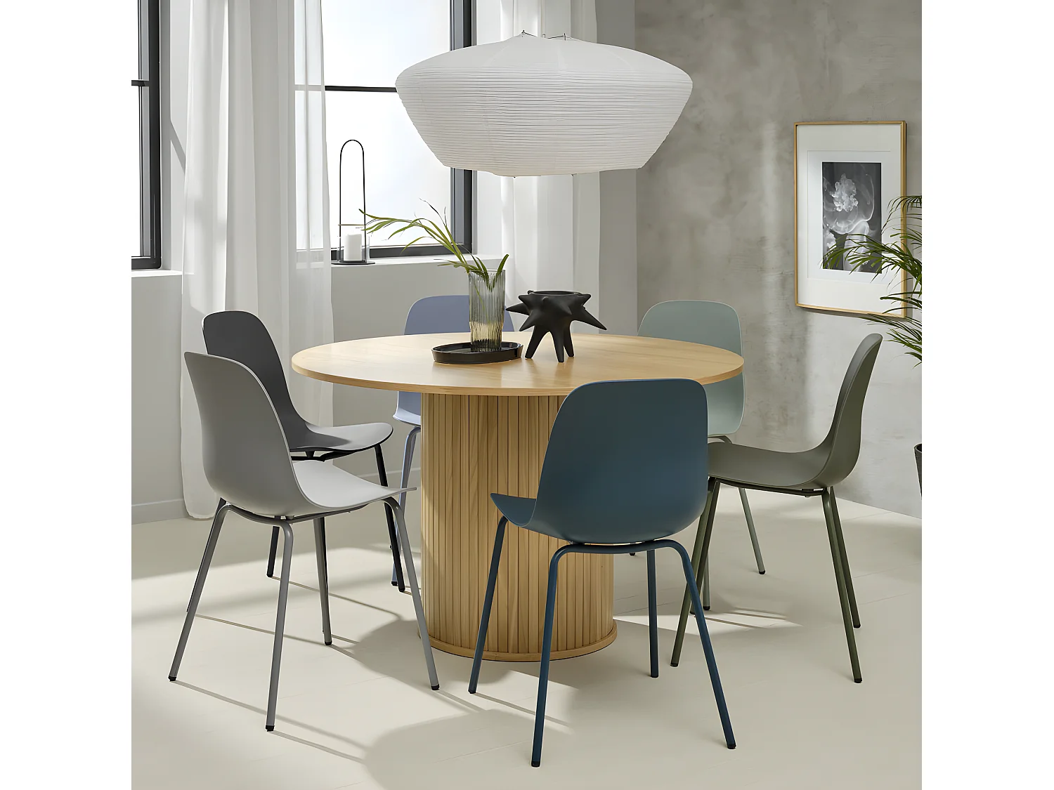 Hel - Lot de 4 chaises en plastique et métal - Noir