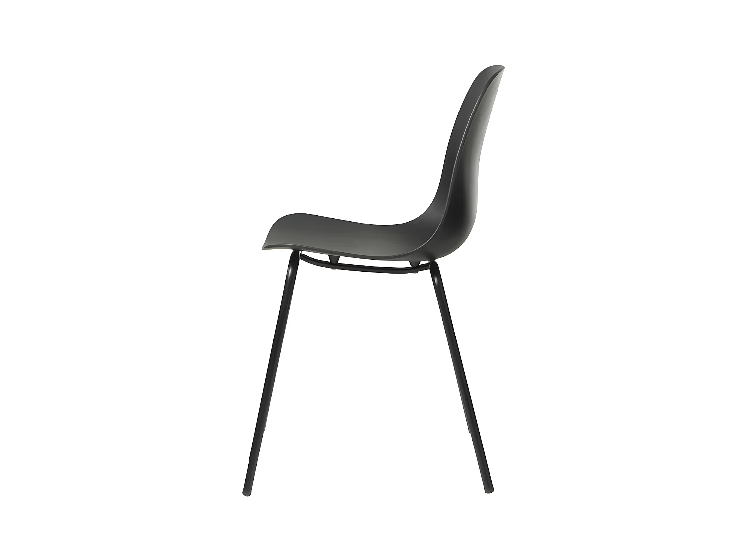 Hel - Lot de 4 chaises en plastique et métal - Noir