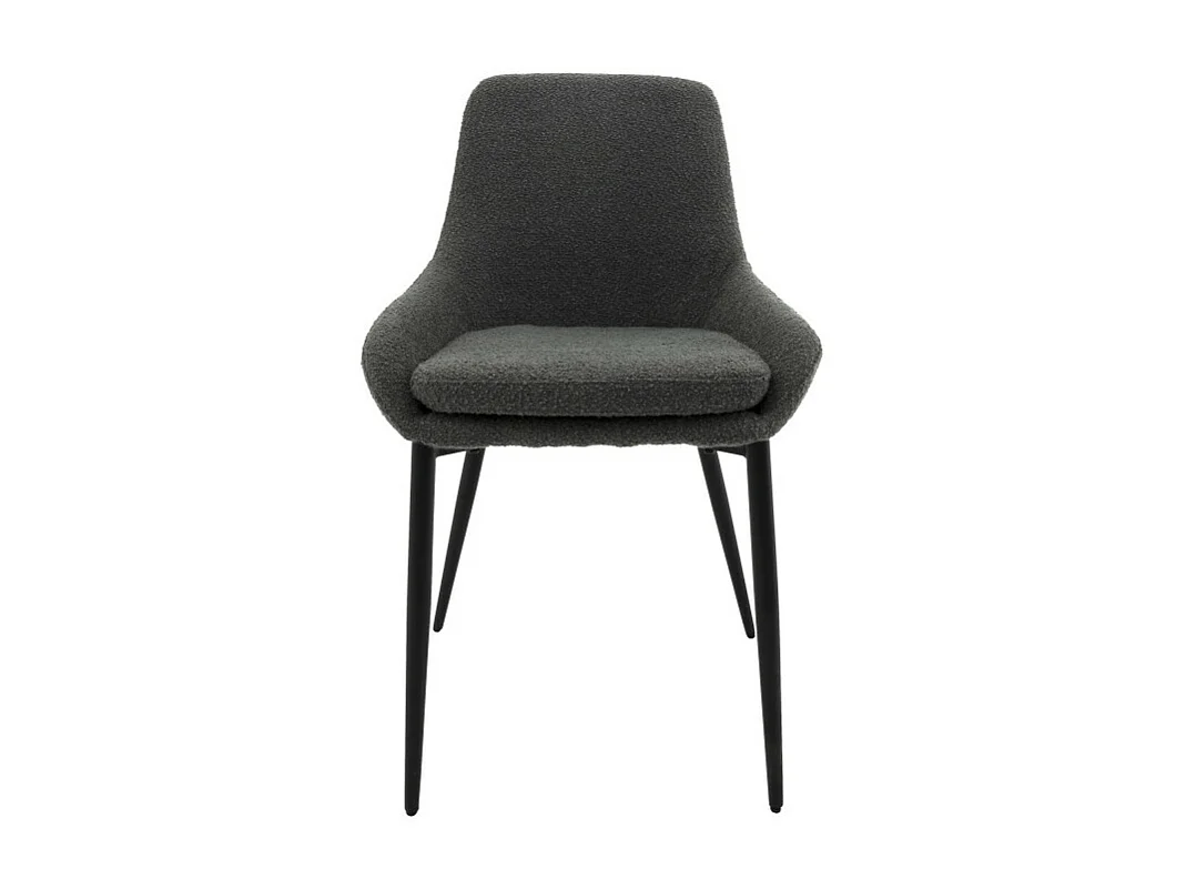 Liv - Lot de 2 chaises en tissu bouclette et métal - Gris foncé