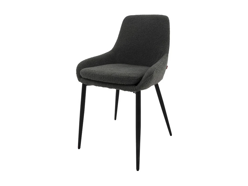 Liv - Lot de 2 chaises en tissu bouclette et métal - Gris foncé