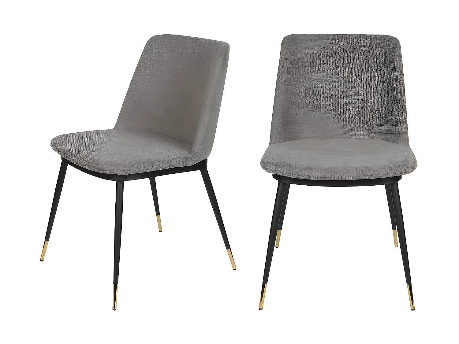 Lionel - Lot de 2 chaises en tissu et métal - Couleur - Gris
