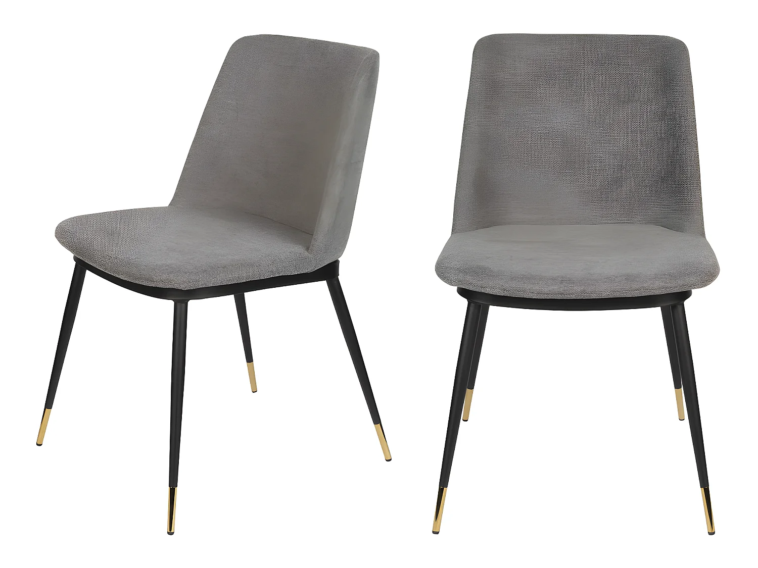 Lionel - Lot de 2 chaises en tissu et métal - Couleur - Gris