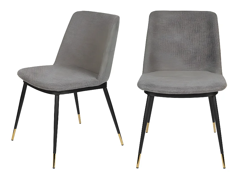 Lionel - Lot de 2 chaises en tissu et métal - Couleur - Gris