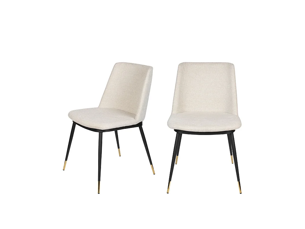 Lionel - Lot de 2 chaises en tissu et métal - Beige