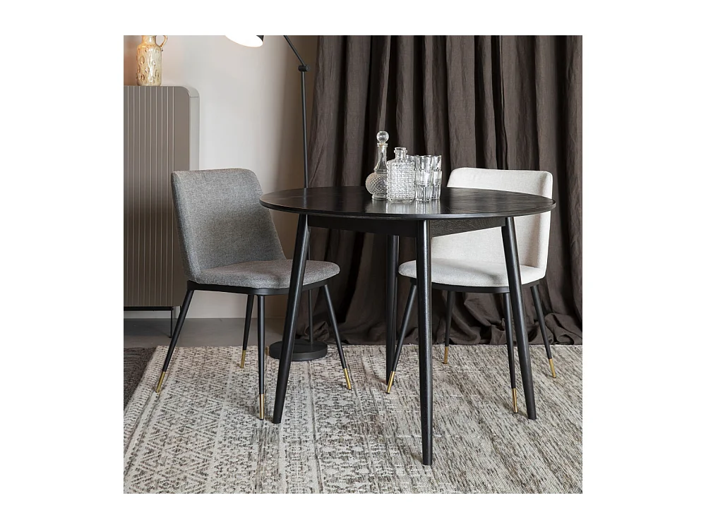 Lionel - Lot de 2 chaises en tissu et métal - Beige