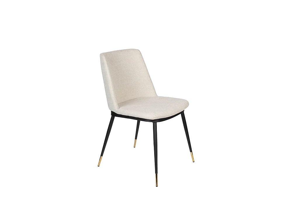 Lionel - Lot de 2 chaises en tissu et métal - Beige