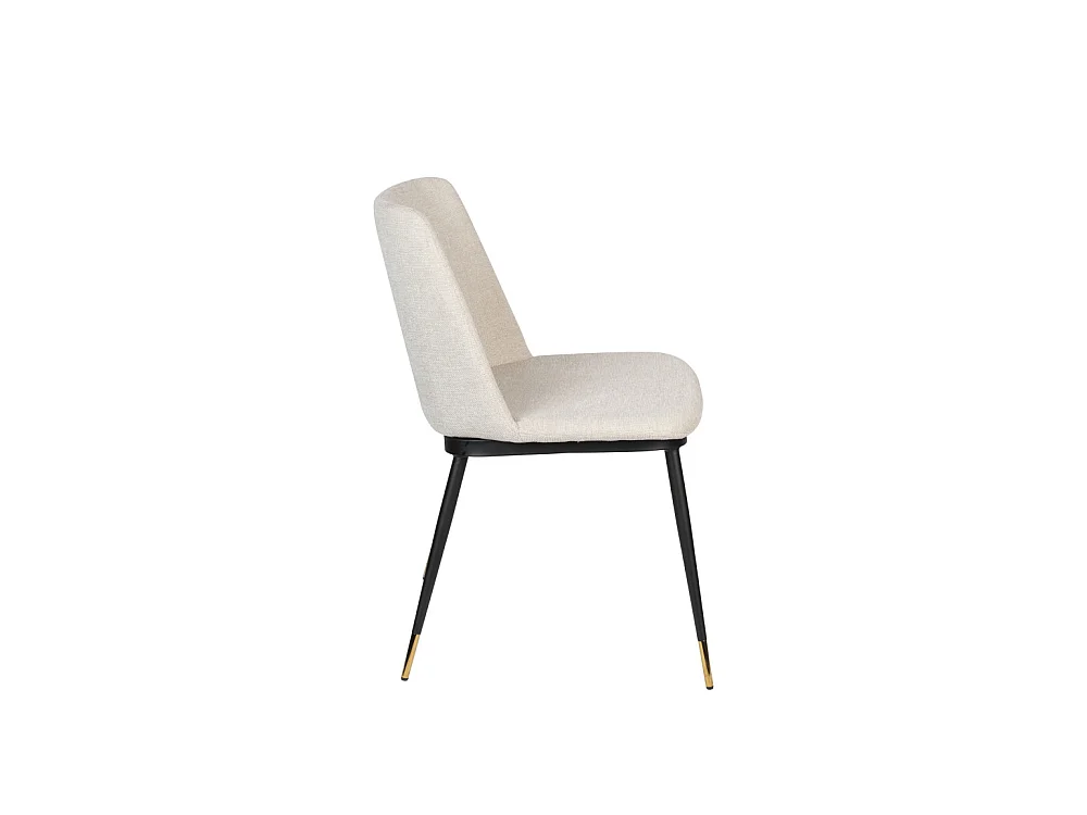 Lionel - Lot de 2 chaises en tissu et métal - Beige