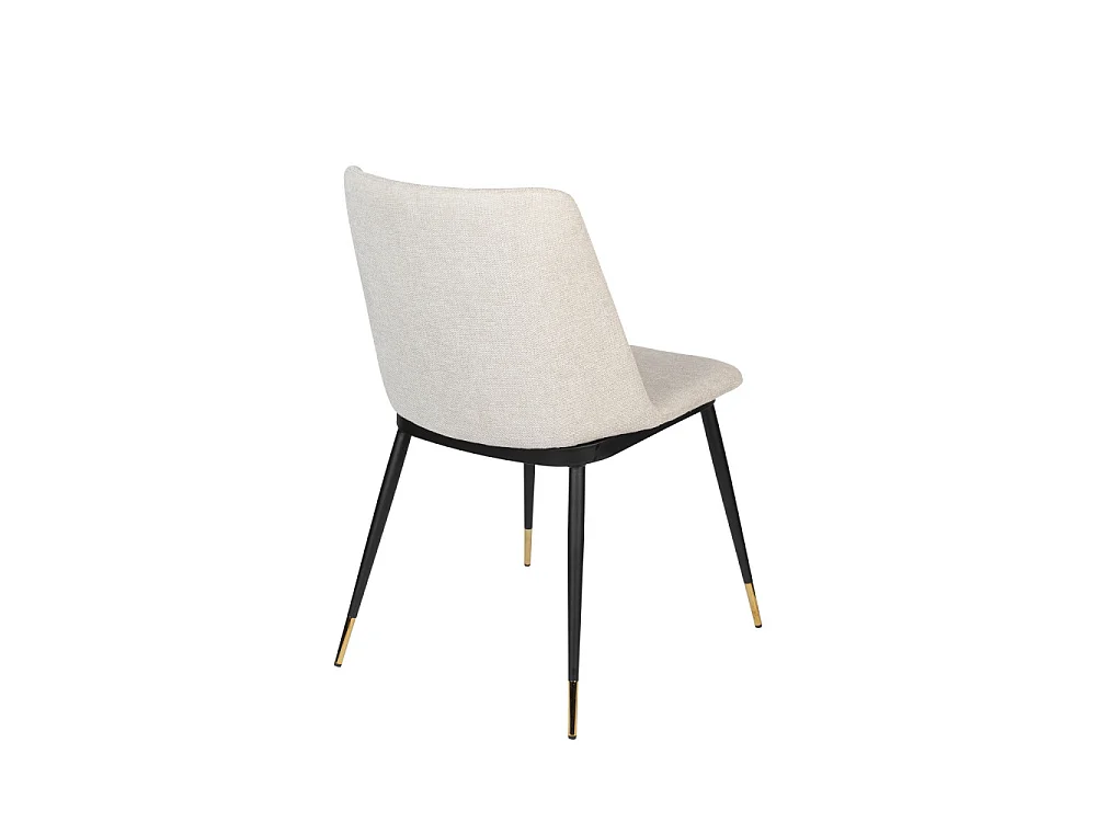 Lionel - Lot de 2 chaises en tissu et métal - Beige