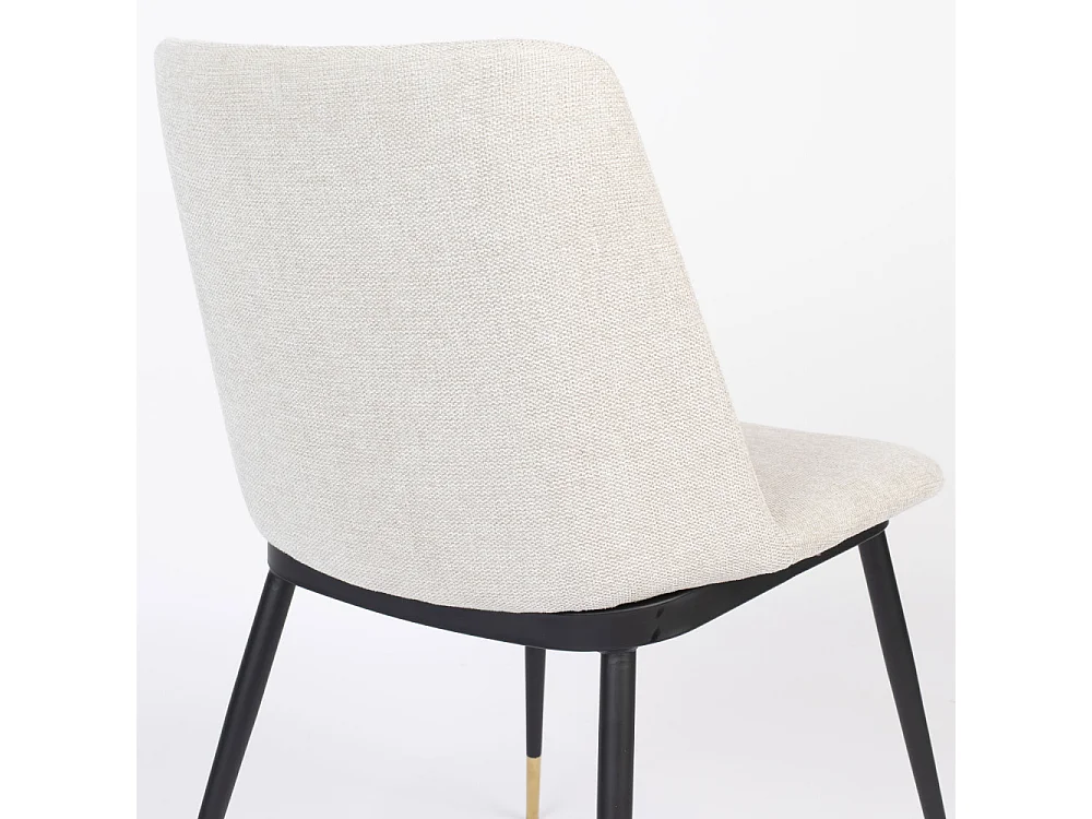 Lionel - Lot de 2 chaises en tissu et métal - Beige