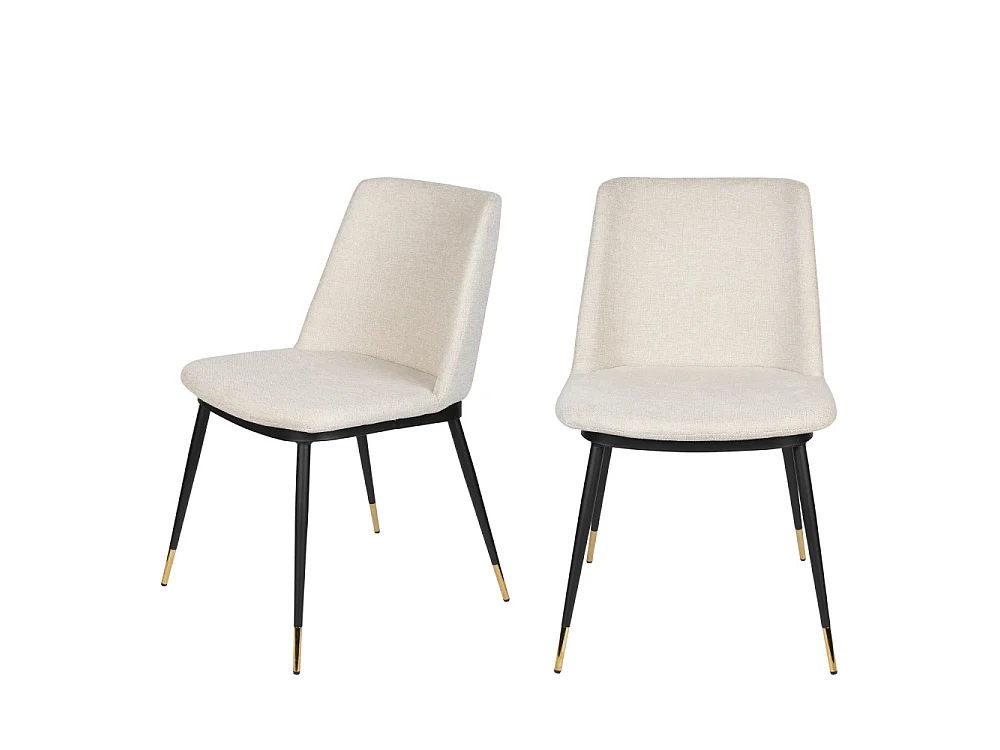 Lionel - Lot de 2 chaises en tissu et métal - Beige