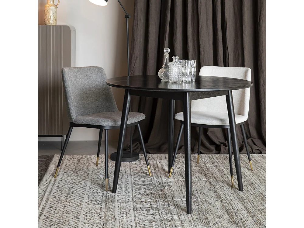 Lionel - Lot de 2 chaises en tissu et métal - Beige