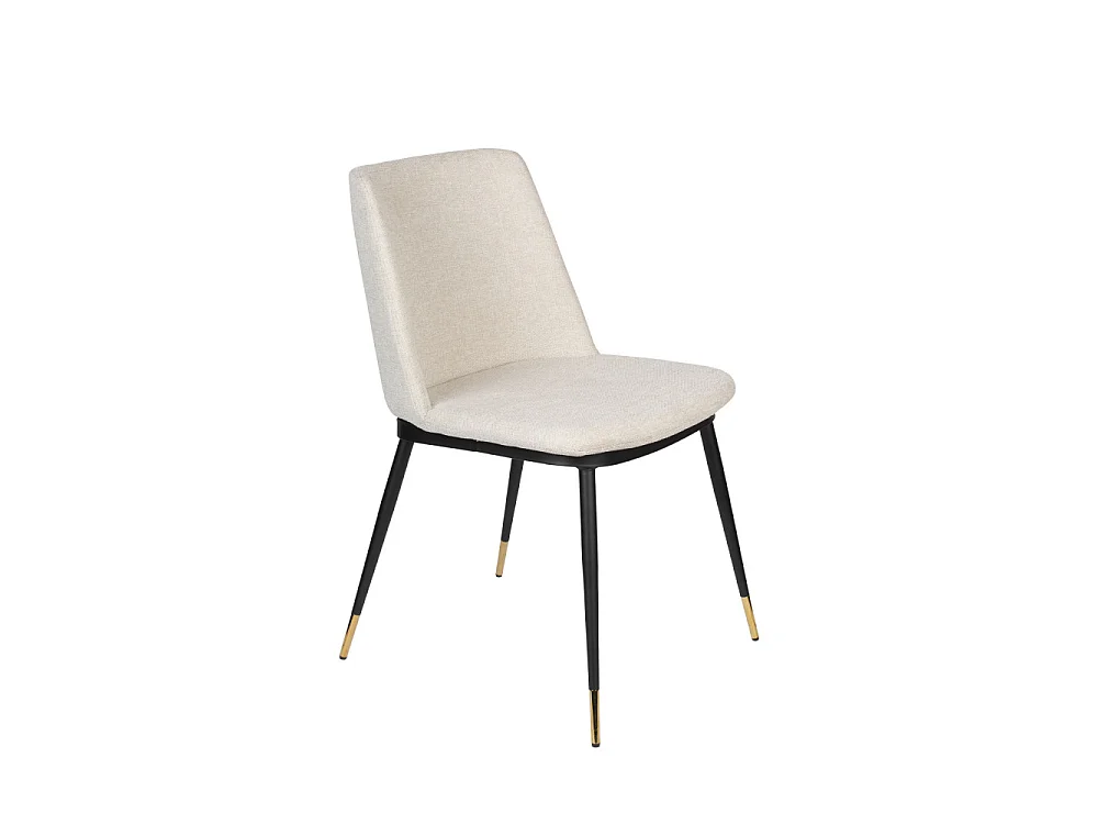 Lionel - Lot de 2 chaises en tissu et métal - Beige