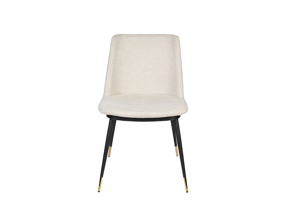 Lionel - Lot de 2 chaises en tissu et métal - Beige