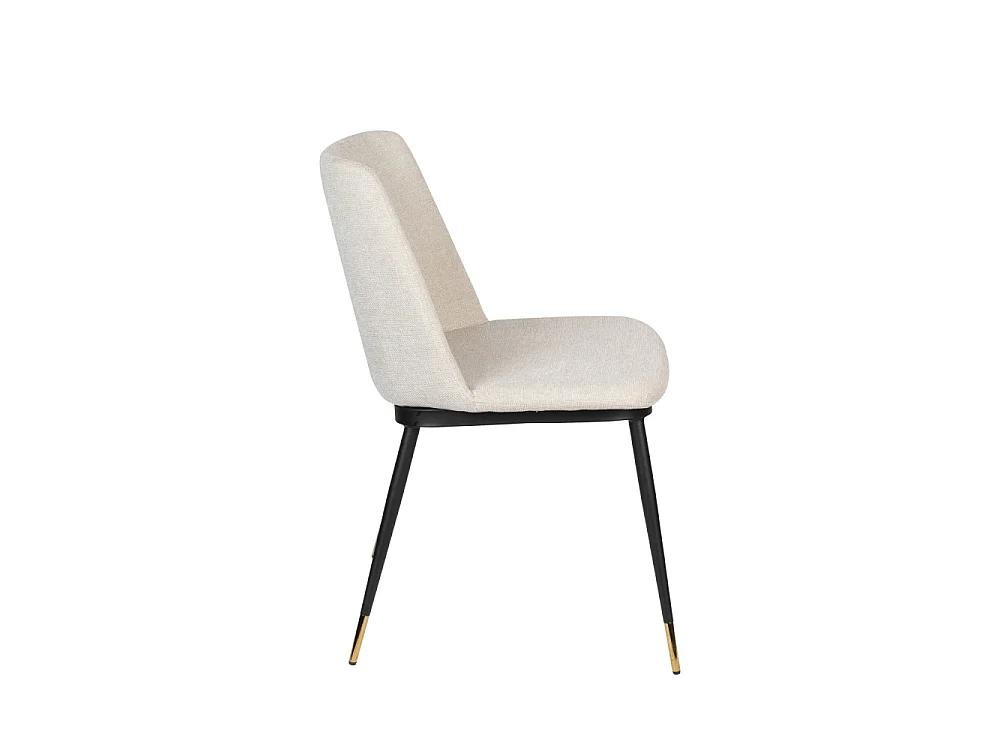 Lionel - Lot de 2 chaises en tissu et métal - Beige