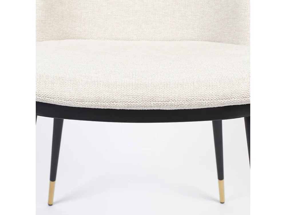 Lionel - Lot de 2 chaises en tissu et métal - Beige