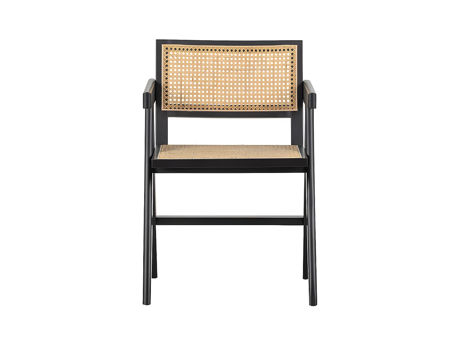 Gunn - Chaise en bois et rotin - Noir