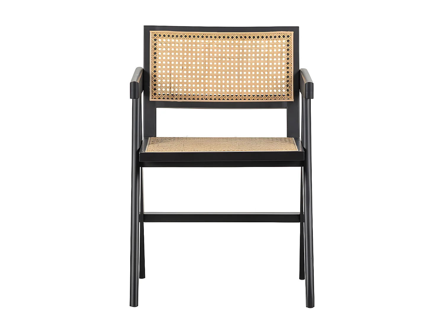 Gunn - Chaise en bois et rotin - Noir