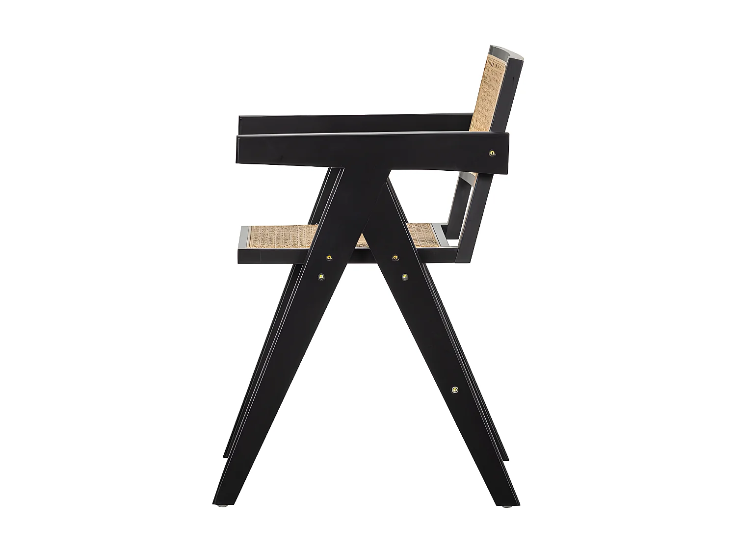 Gunn - Chaise en bois et rotin - Noir