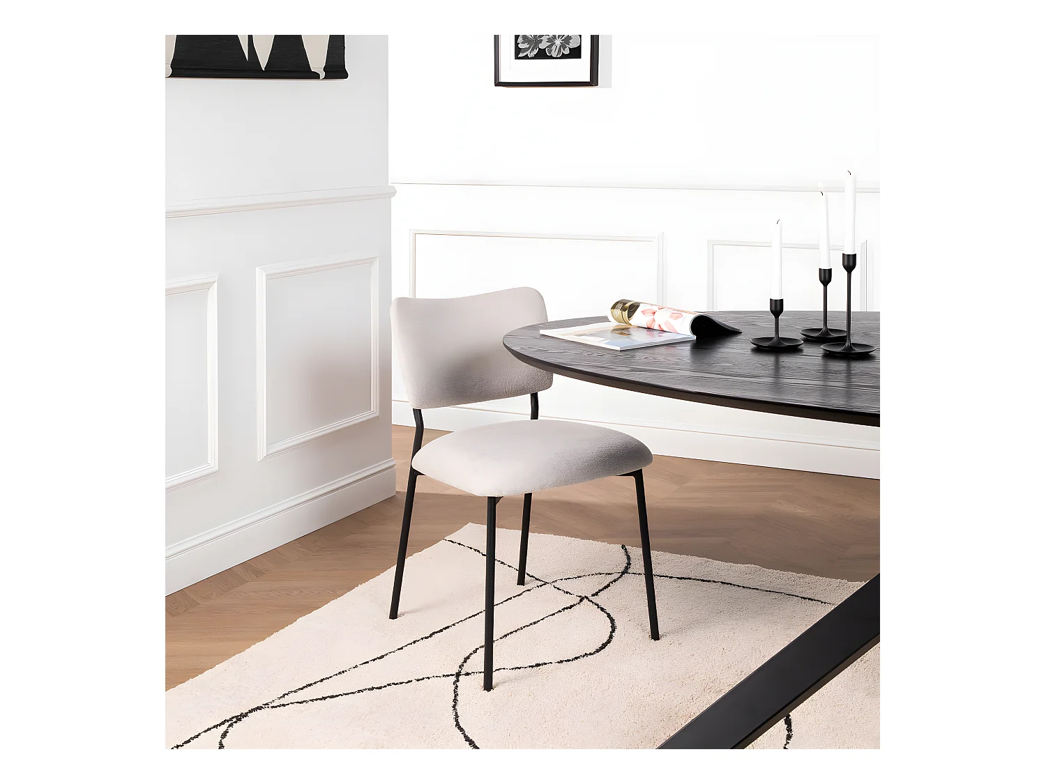 Vander - Lot de 2 chaises en tissu et métal - Beige