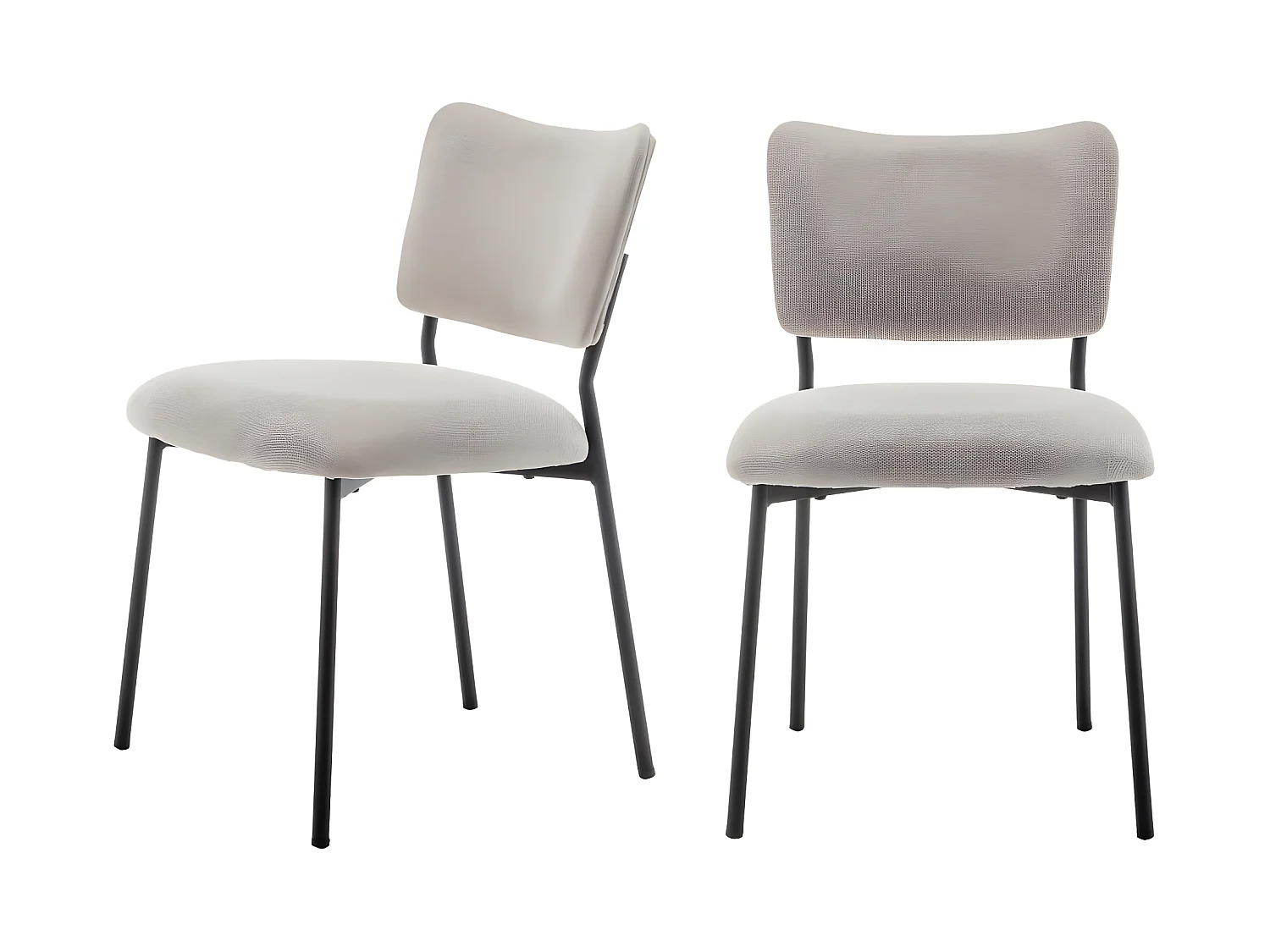 Vander - Lot de 2 chaises en tissu et métal - Beige