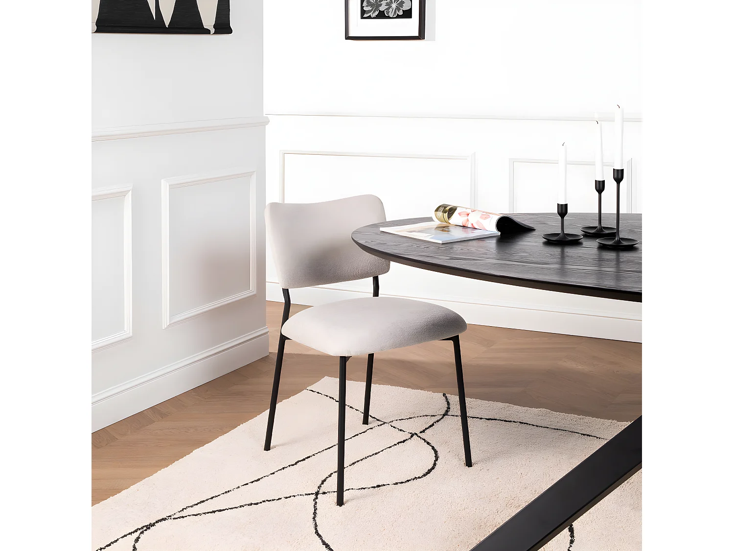 Vander - Lot de 2 chaises en tissu et métal - Beige