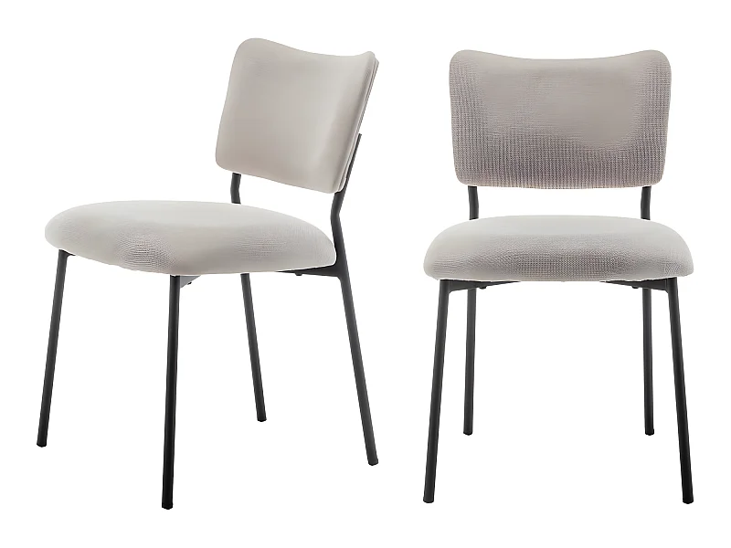 Vander - Lot de 2 chaises en tissu et métal - Beige