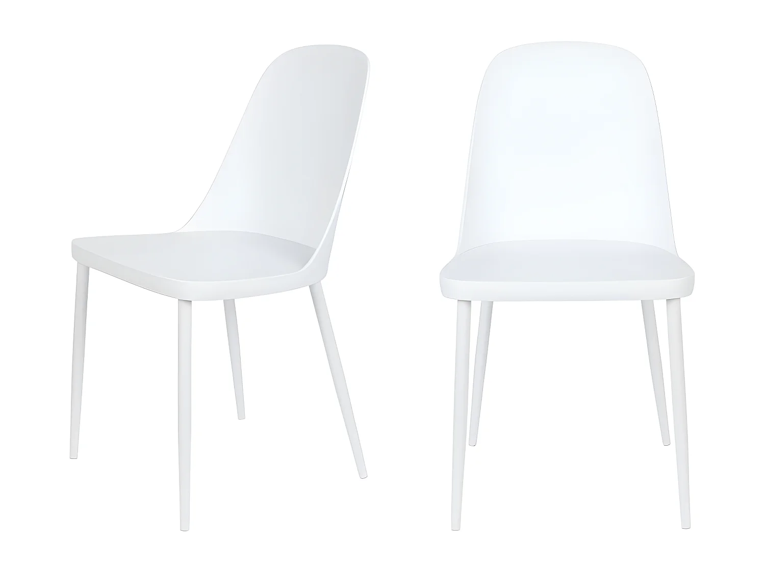 Pip - Lot de 2 chaises en résine et métal - Blanc