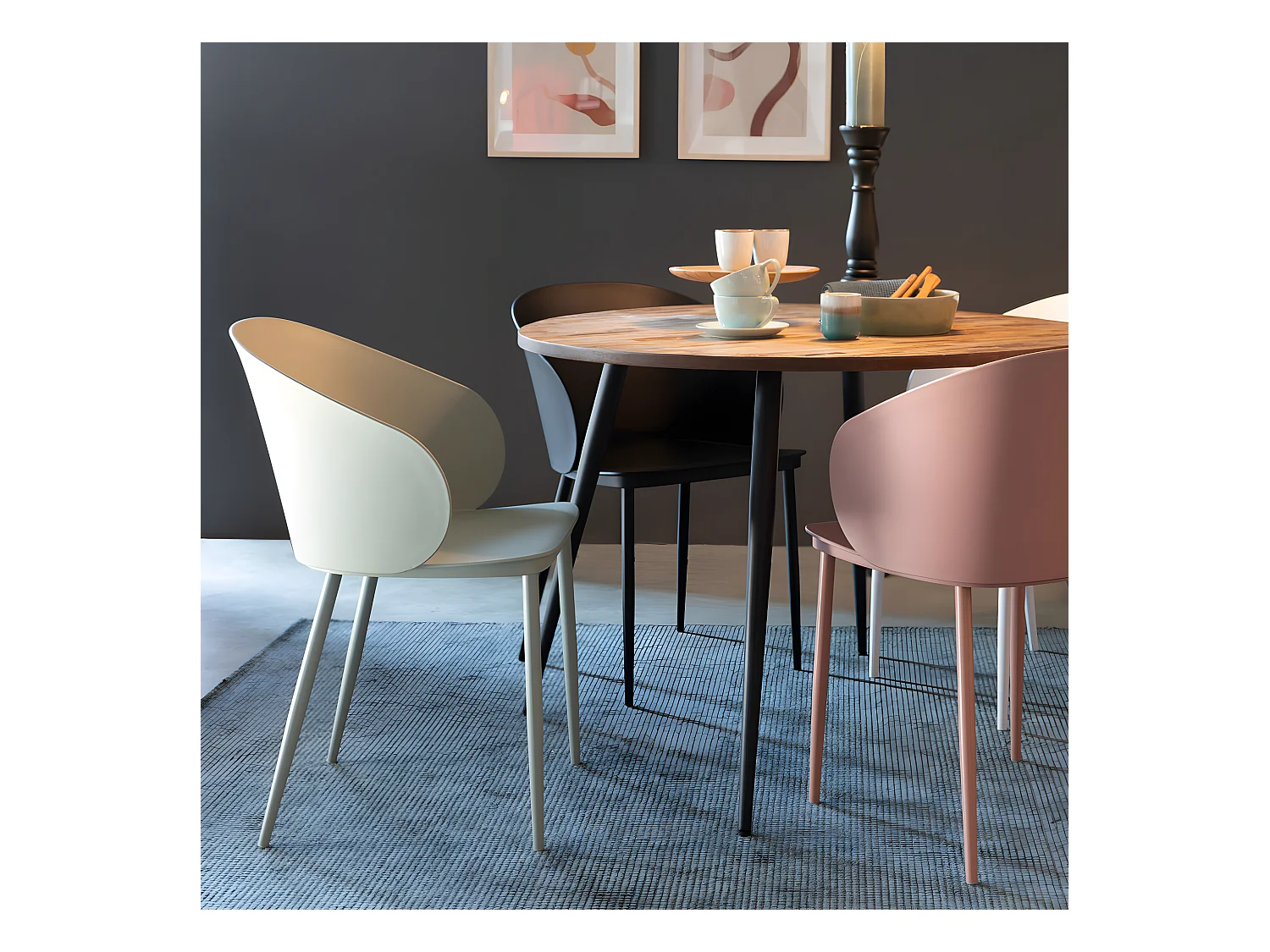 Gigi - Lot de 2 chaises en résine et métal - Blanc