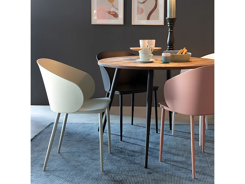 Gigi - Lot de 2 chaises en résine et métal - Blanc