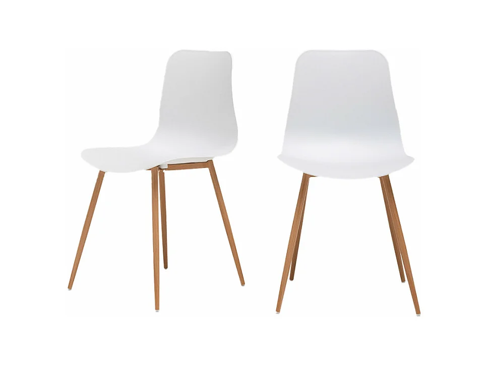 Leon - Lot de 2 chaises en résine - Blanc