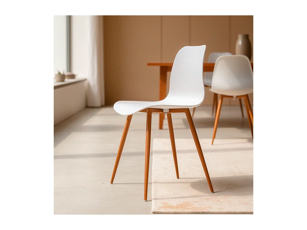 Leon - Lot de 2 chaises en résine - Blanc